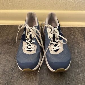 On Running Blue and White Athletic Shoes
